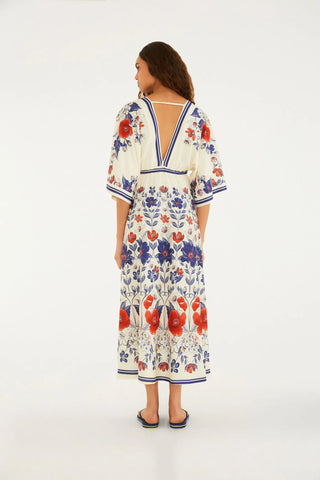 VESTIDO CROPPED FLORAL LINA FARM OFF WHITE