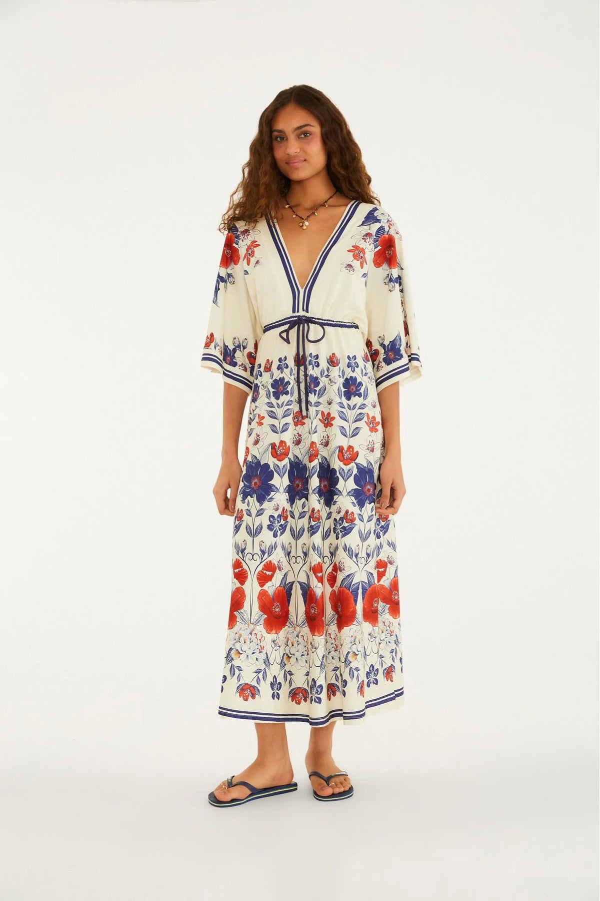 VESTIDO CROPPED FLORAL LINA FARM OFF WHITE