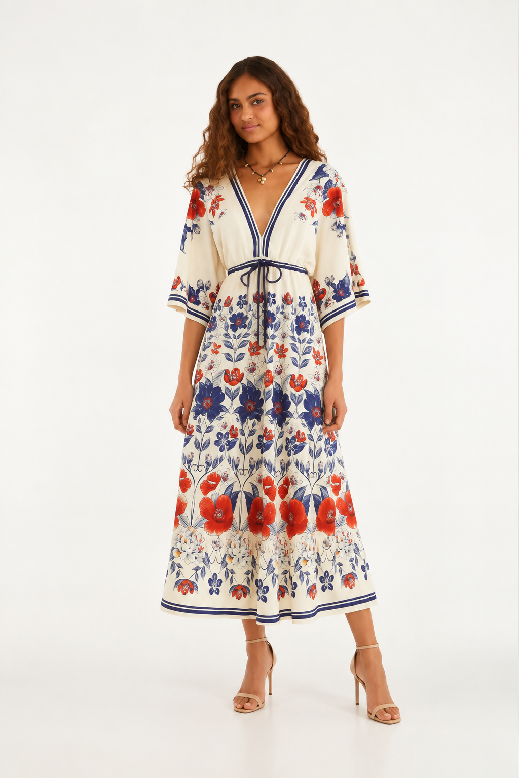 VESTIDO CROPPED FLORAL LINA FARM OFF WHITE