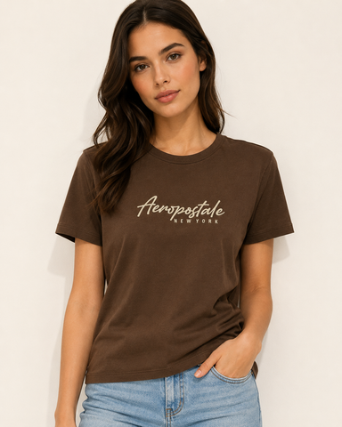 BLUSA FEM MC SILKADA AEROPOSTALE MARROM