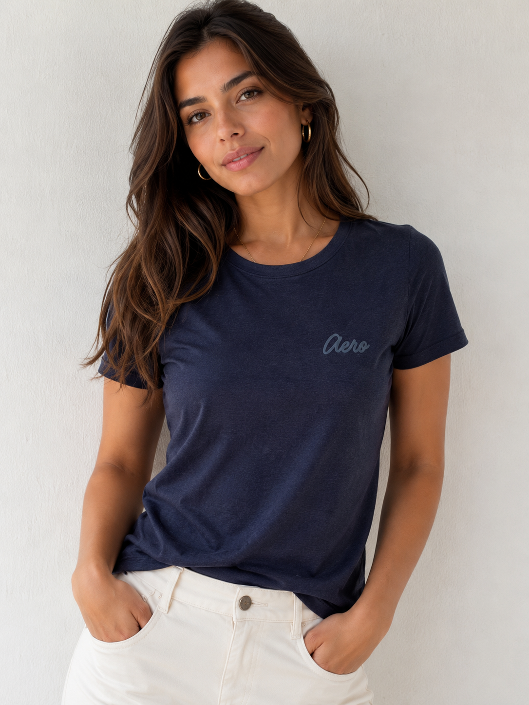 BLUSA FEM MC PIMA TOUCH AEROPOSTALE MARINHO