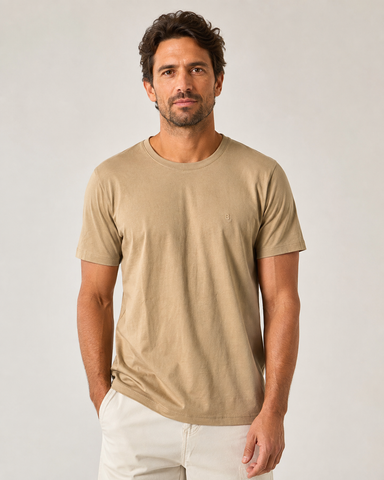 CAMISETA MC MAS 100 ALGODAO BRENDON BEGE ESCURO