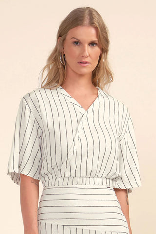 BLUSA FEM MC ELAST COS LIST C BRILHO OFF WHITE