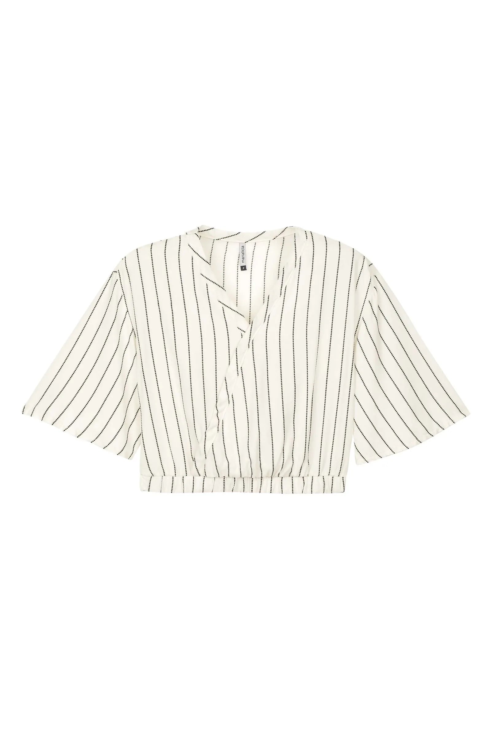 BLUSA FEM MC ELAST COS LIST C BRILHO OFF WHITE