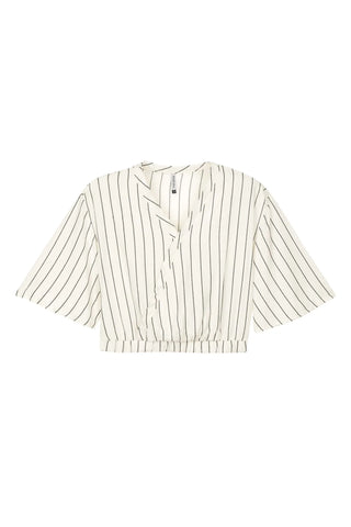 BLUSA FEM MC ELAST COS LIST C BRILHO OFF WHITE