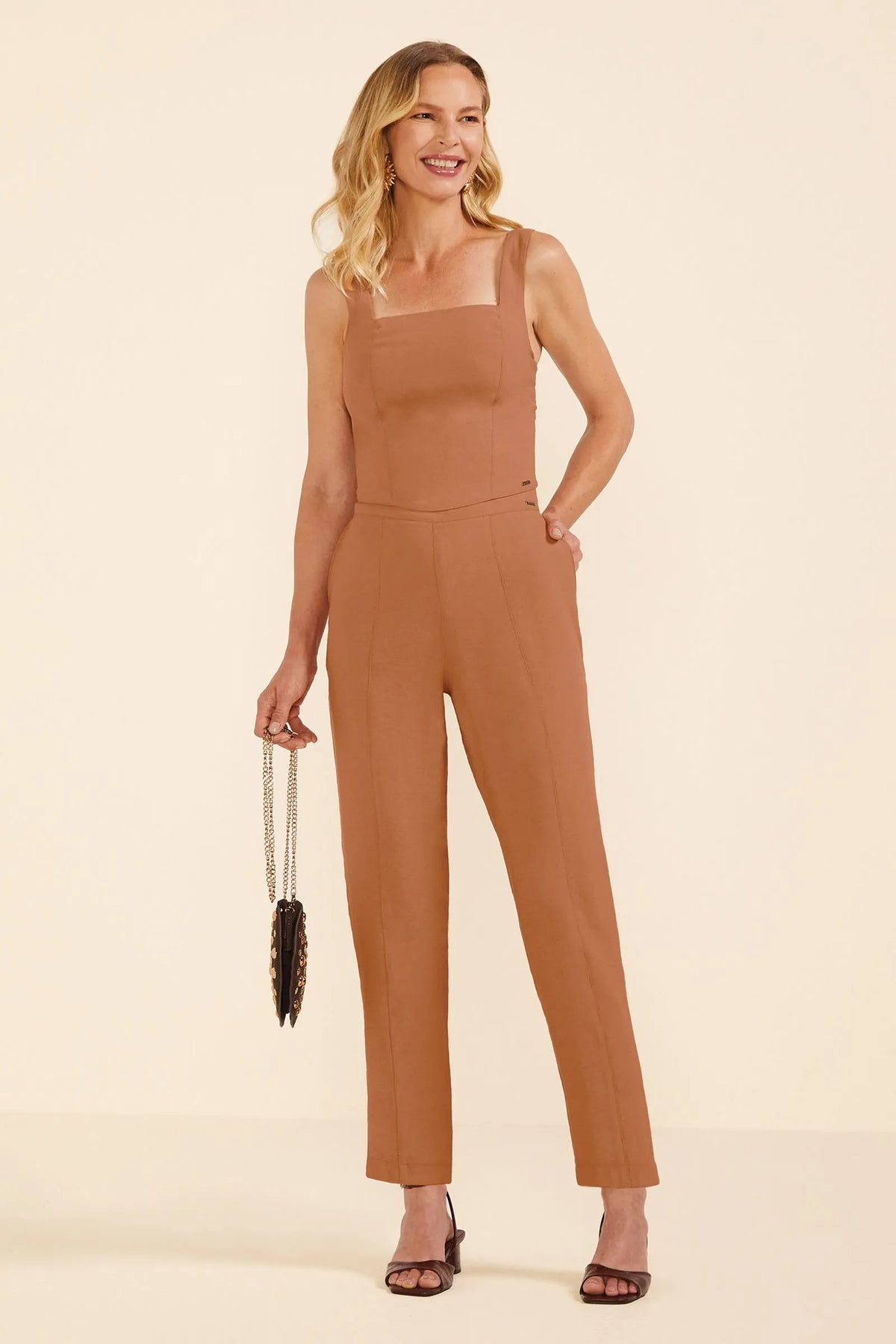 CALCA FEM VISCOSE ZIP LAT MARIALICIA CARAMELO
