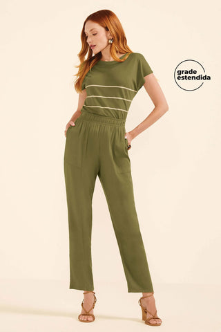 CALCA FEM VISCOSE BOLSOS C ELASTICO VERDE MUSGO