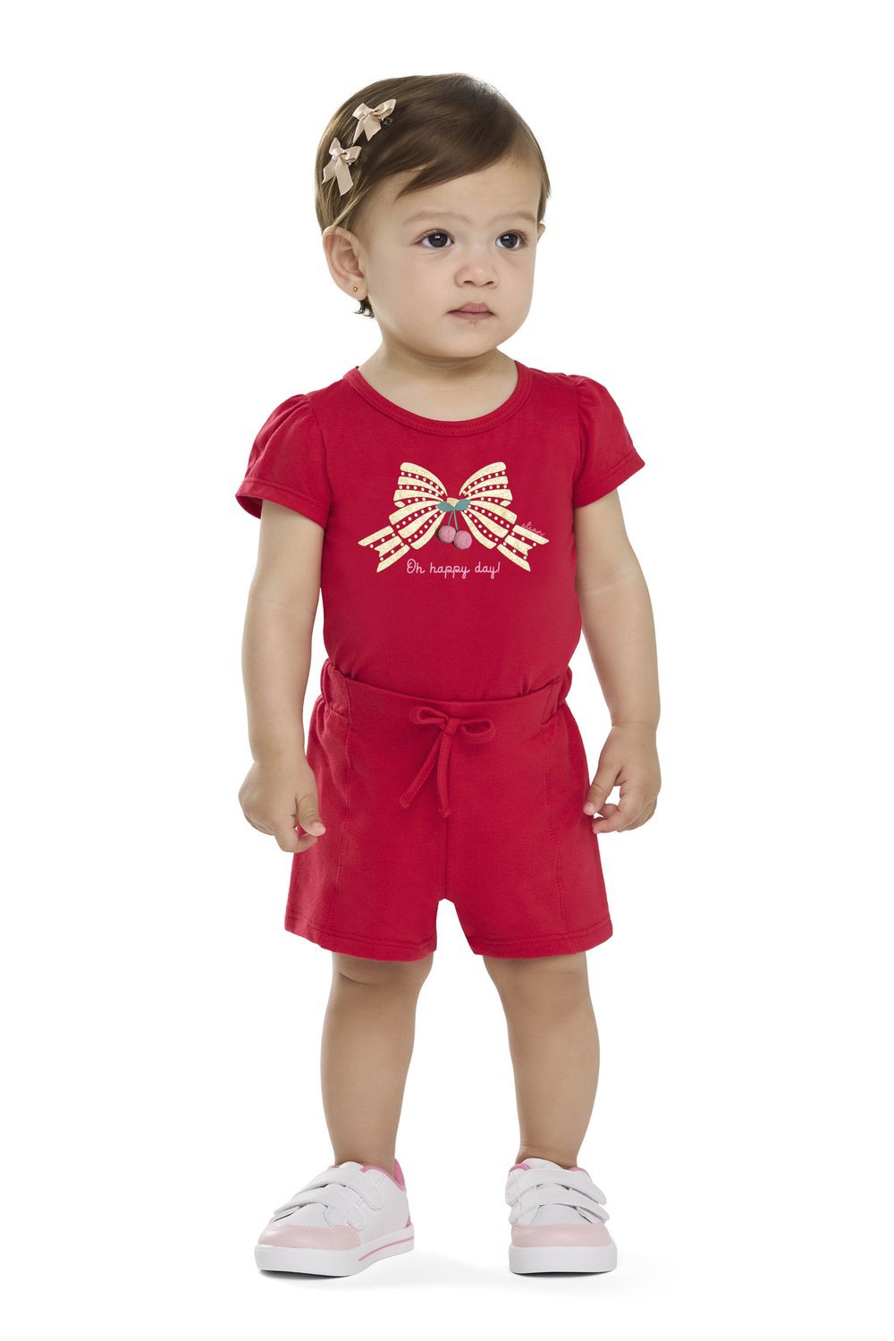 CONJ FEM BL LACO C POMPOM E SHORT MLT VERMELHO