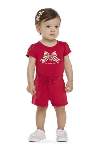 CONJ FEM BL LACO C POMPOM E SHORT MLT VERMELHO