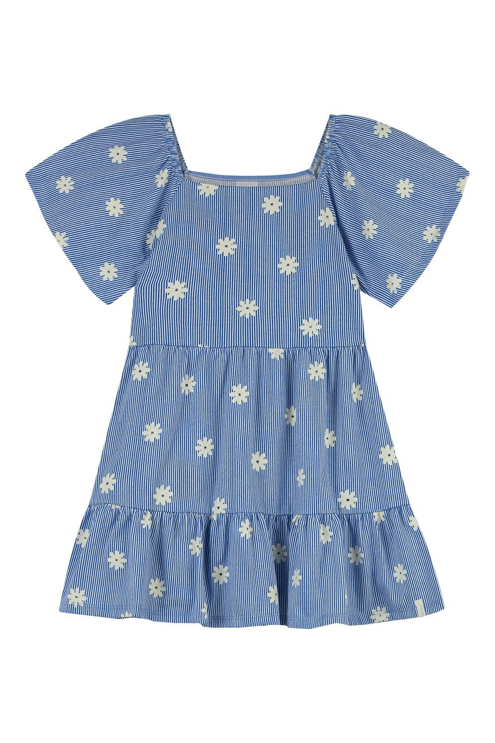 VESTIDO MEIA MALHA LIST EST FLORES AZUL