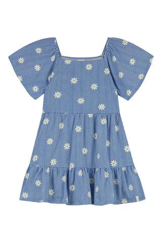 VESTIDO MEIA MALHA LIST EST FLORES AZUL