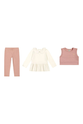 CONJ FEM BL ML GOLA COLETE ALF E LEGGING ROSA/OFF WHITE