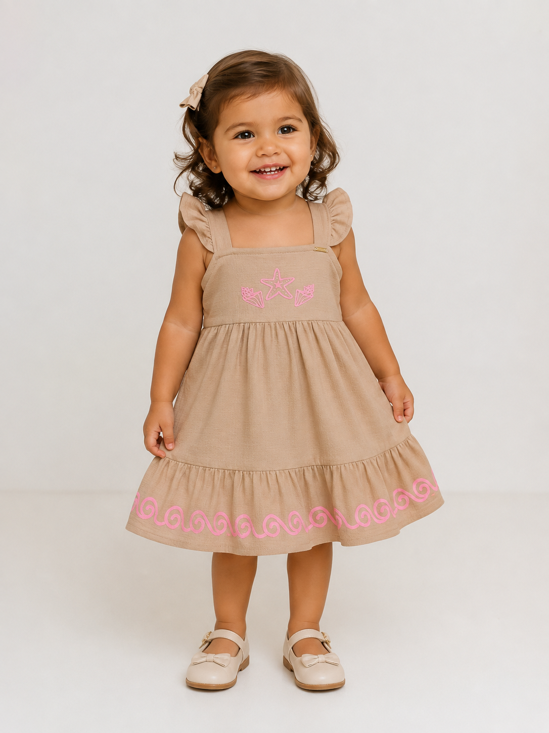 VESTIDO MALHA FLORENCE EST BUSTO E BARRA BEGE