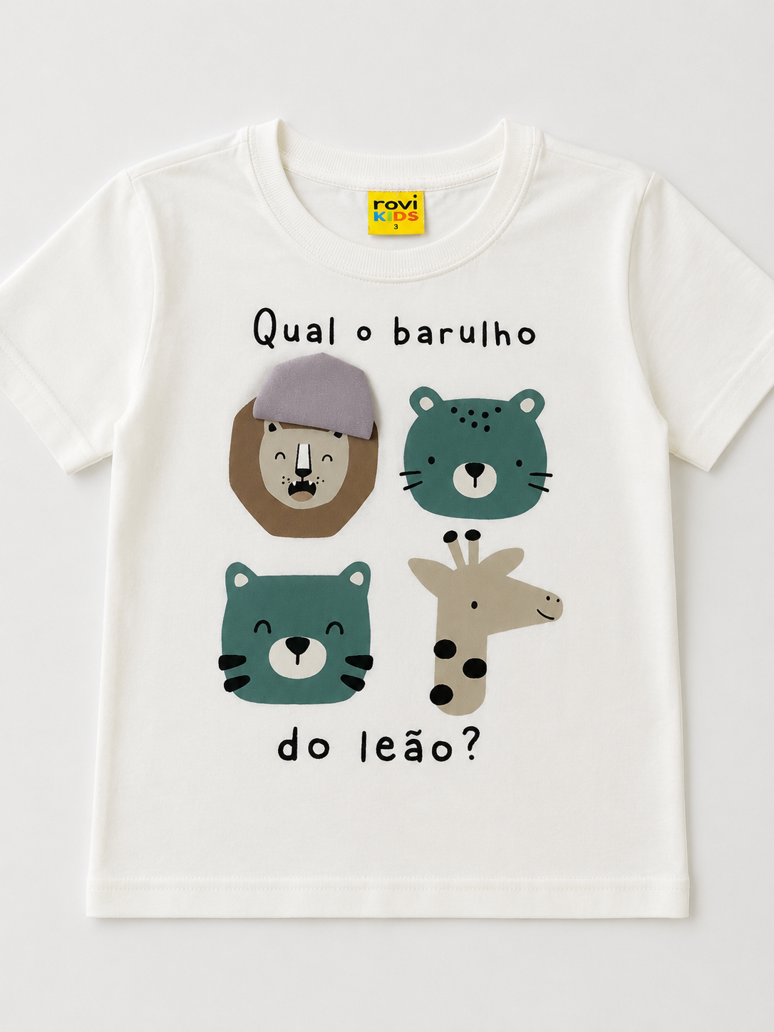 CONJ MAS CAM BICHOS LEAO APLIQUE BER MLT OFF WHITE/DANINHA