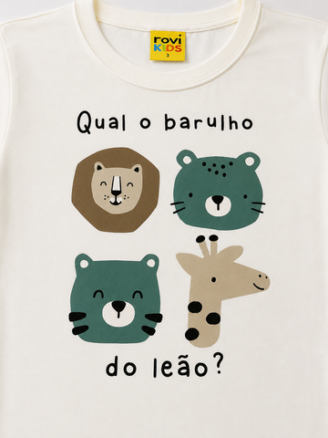 CONJ MAS CAM BICHOS LEAO APLIQUE BER MLT OFF WHITE/DANINHA