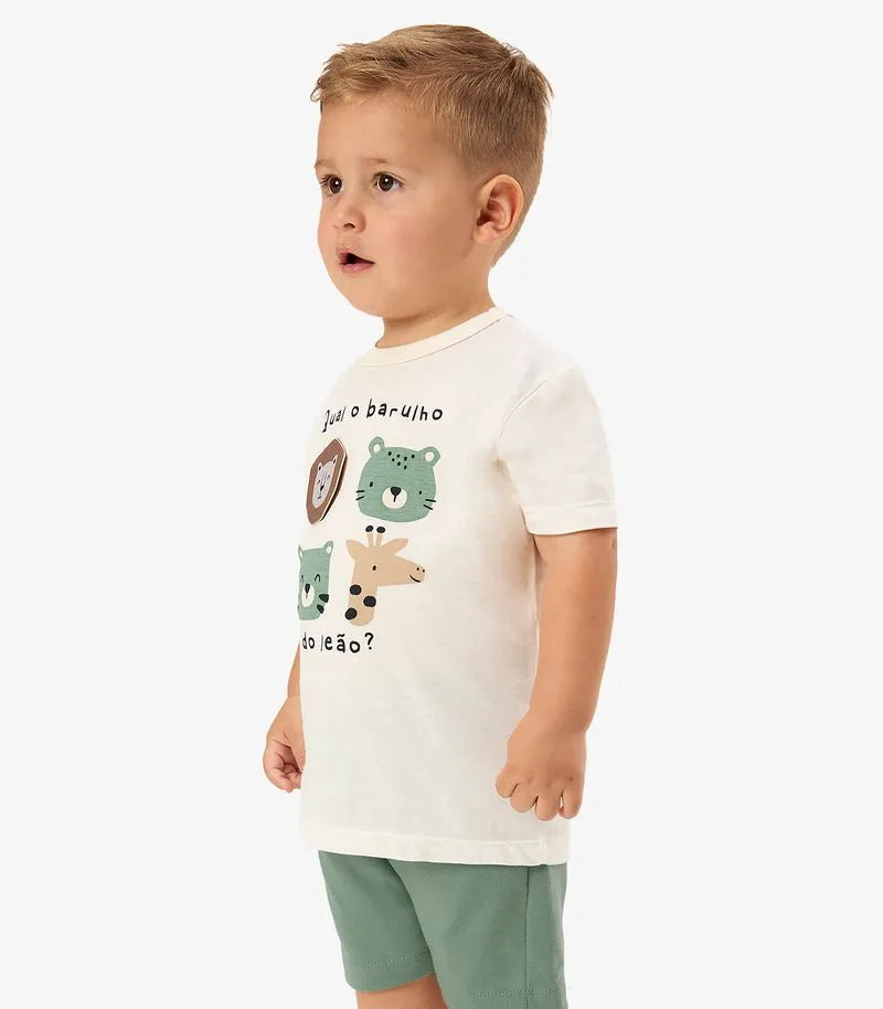 CONJ MAS CAM BICHOS LEAO APLIQUE BER MLT OFF WHITE/DANINHA