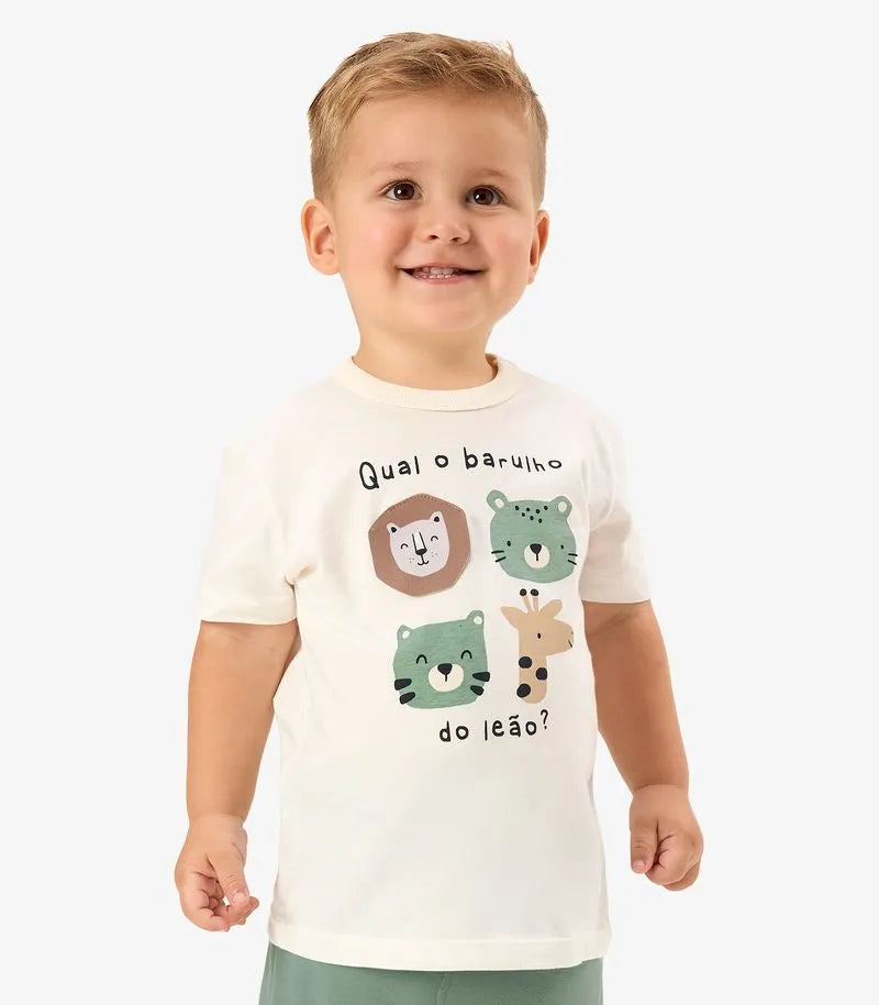 CONJ MAS CAM BICHOS LEAO APLIQUE BER MLT OFF WHITE/DANINHA