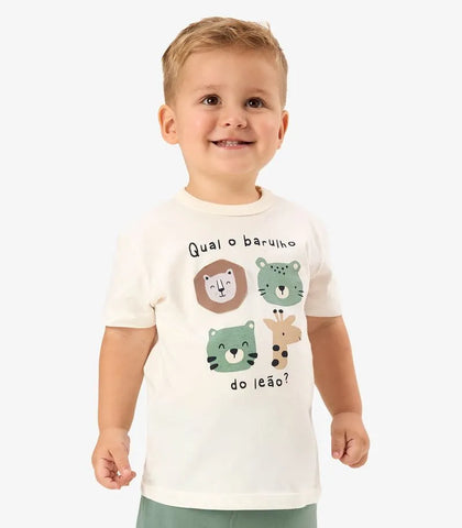 CONJ MAS CAM BICHOS LEAO APLIQUE BER MLT OFF WHITE/DANINHA
