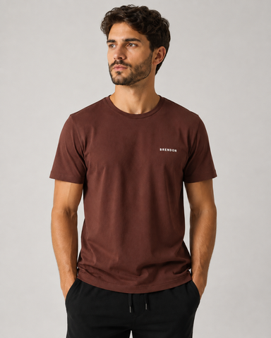 CAMISETA MC MAS 100 ALGODAO BRENDON MARROM
