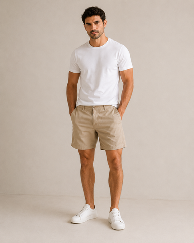 BERMUDA MAS LINHO CASUAL BRENDON KHAKI