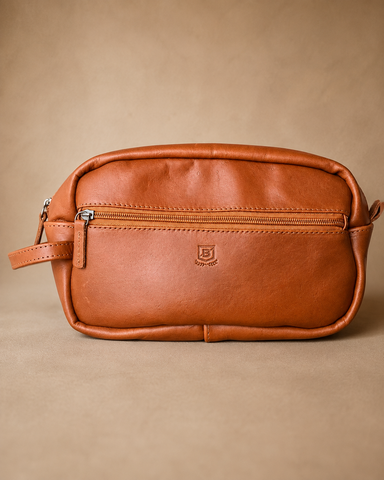 NECESSAIRE COURO BRENDON CARAMELO