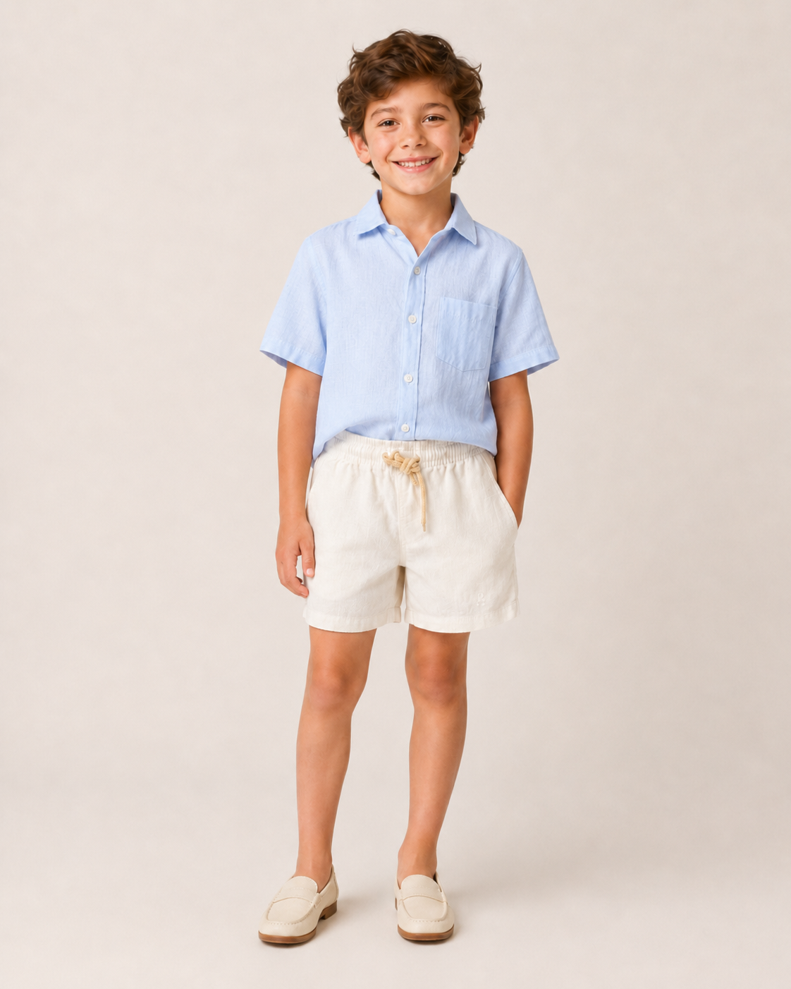 SHORT LINHO MASC KIDS LISO BRENDON OFF WHITE