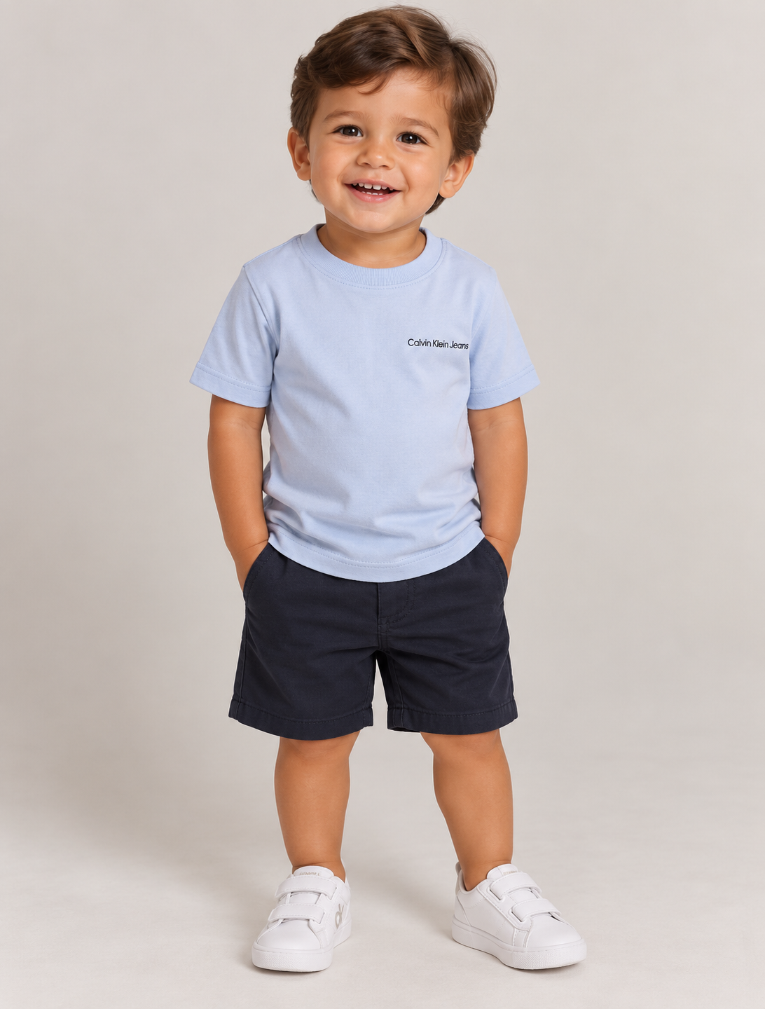 CAMISETA MAS CKJ KIDS LOGO PEITO AZUL BEBE