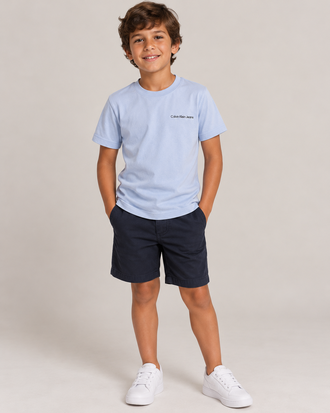 CAMISETA MAS CKJ KIDS LOGO PEITO AZUL BEBE