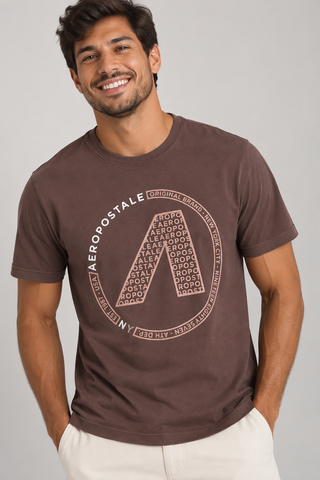 CAMISETA MAS COMFORT SILKADA AEROPOSTALE MARROM
