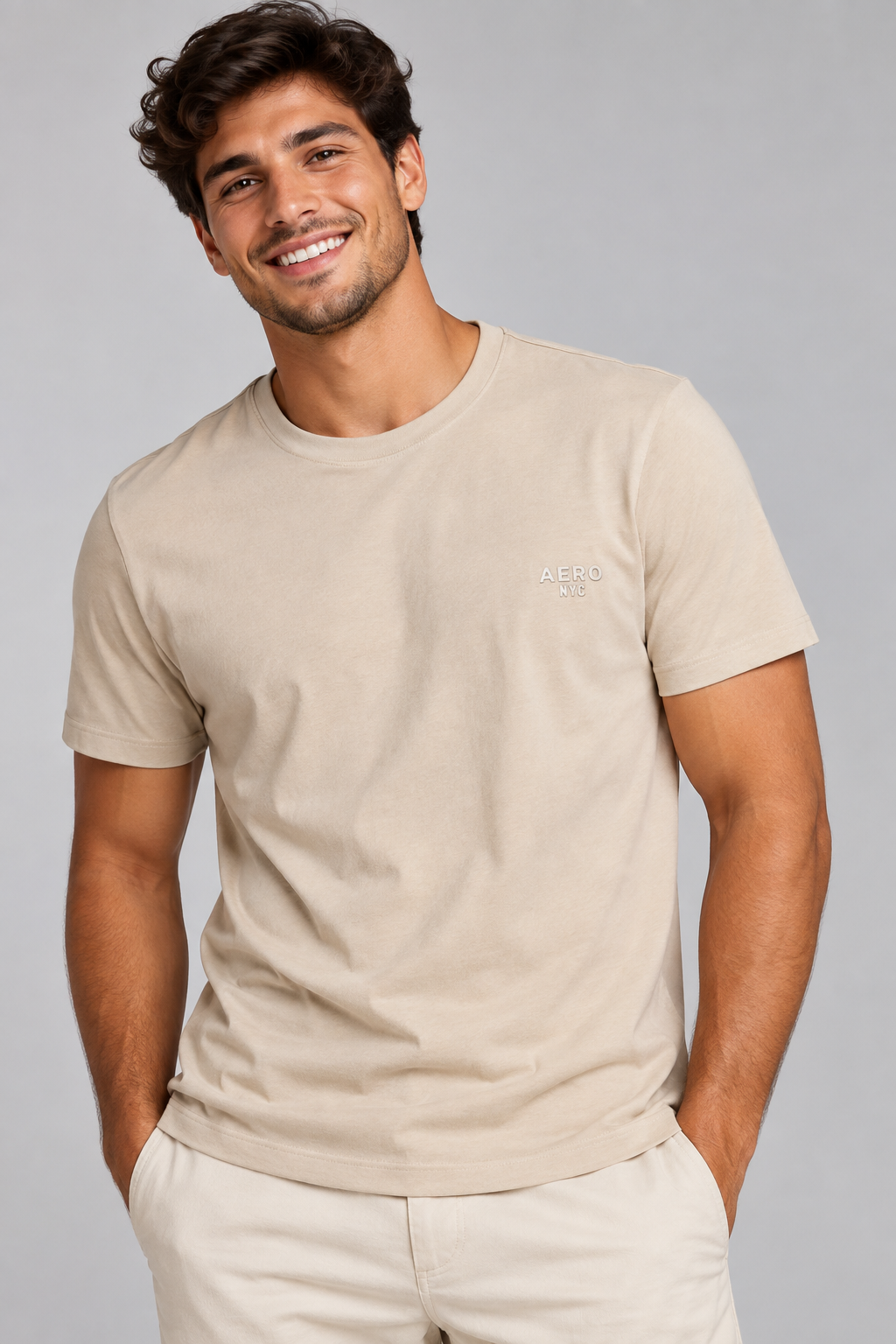 CAMISETA MASC MC SUPIMA AEROPOSTALE AREIA
