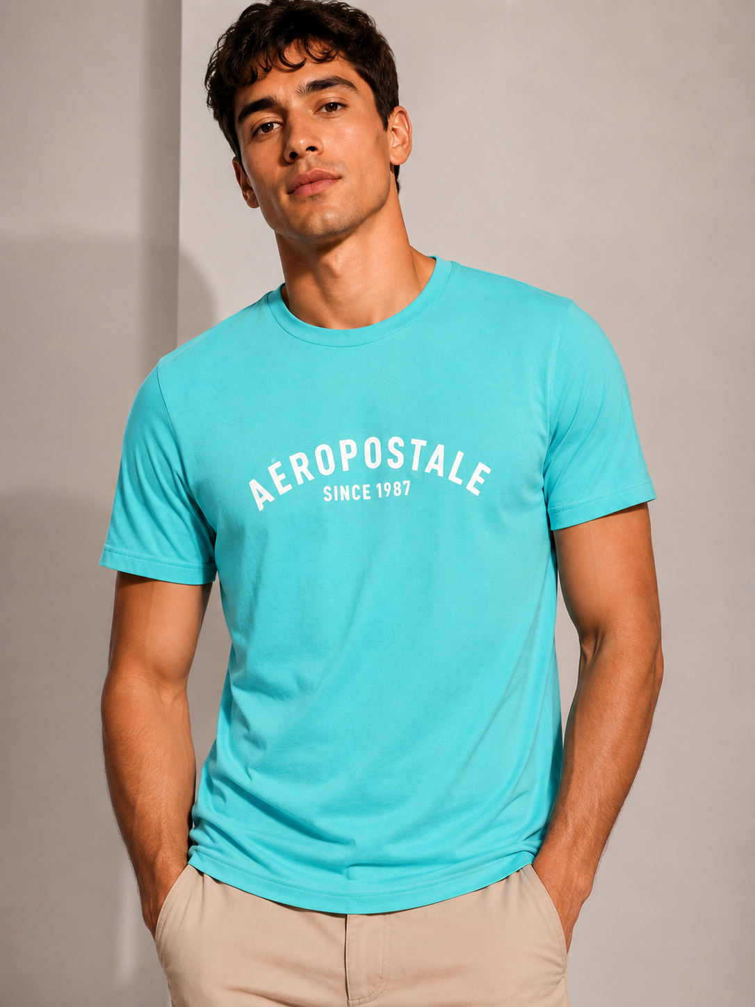 CAMISETA MAS MC SILKADA AEROPOSTALE VERDE CLARO