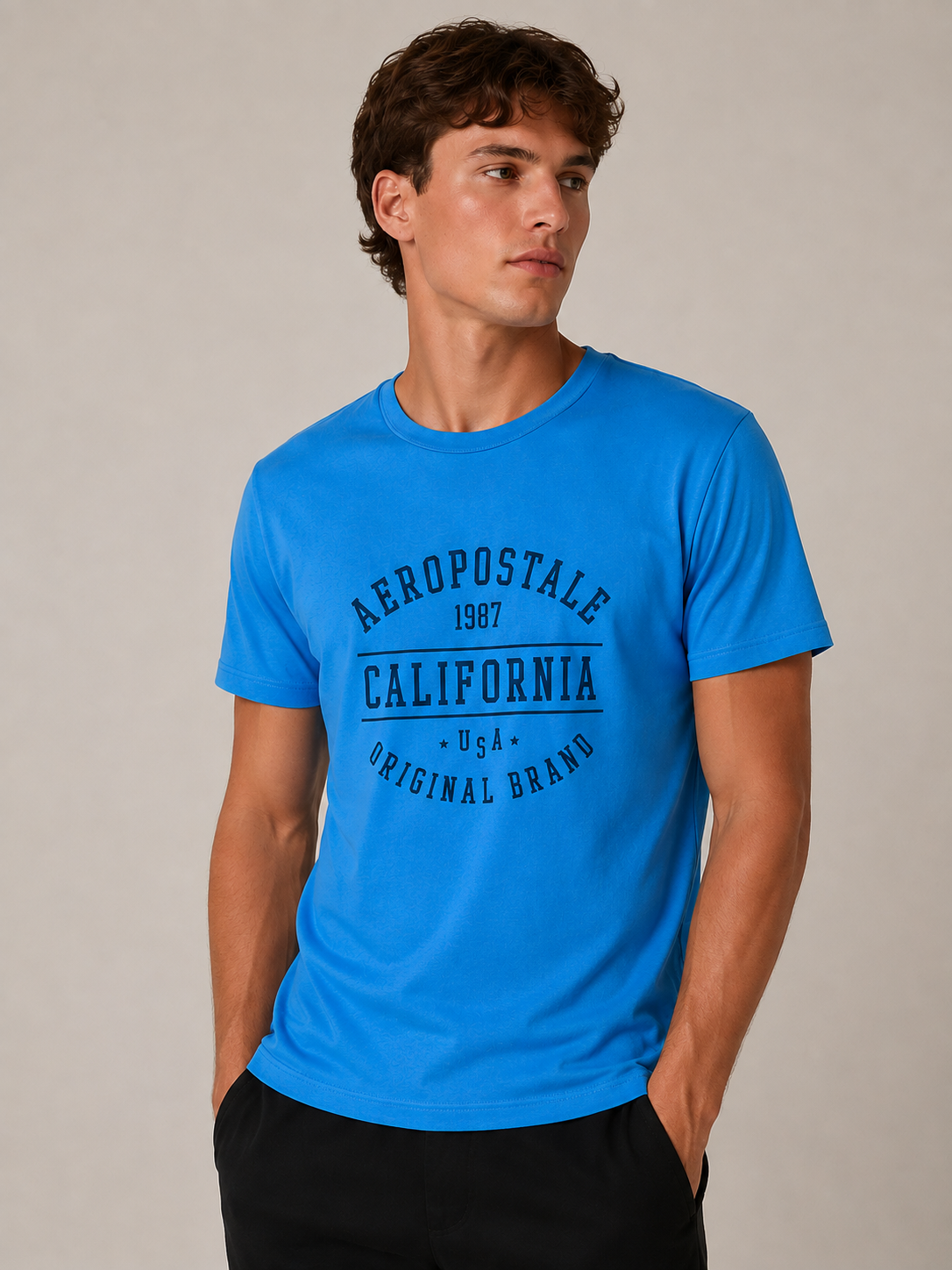 CAMISETA MAS MC SILKADA AEROPOSTALE AZUL