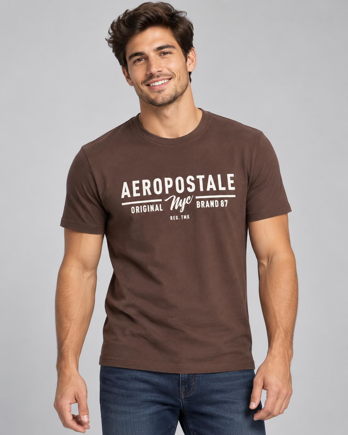 CAMISETA MAS MC SILKADA AEROPOSTALE MARROM