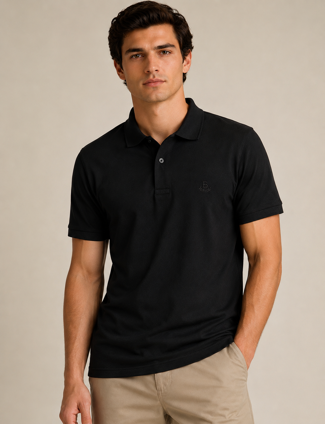 POLO MAS MC PIQUET BORDADA BRENDON PRETO