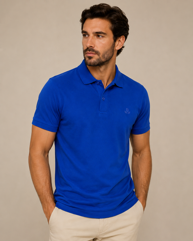 POLO MAS MC PIQUET BORDADA BRENDON AZUL ROYAL