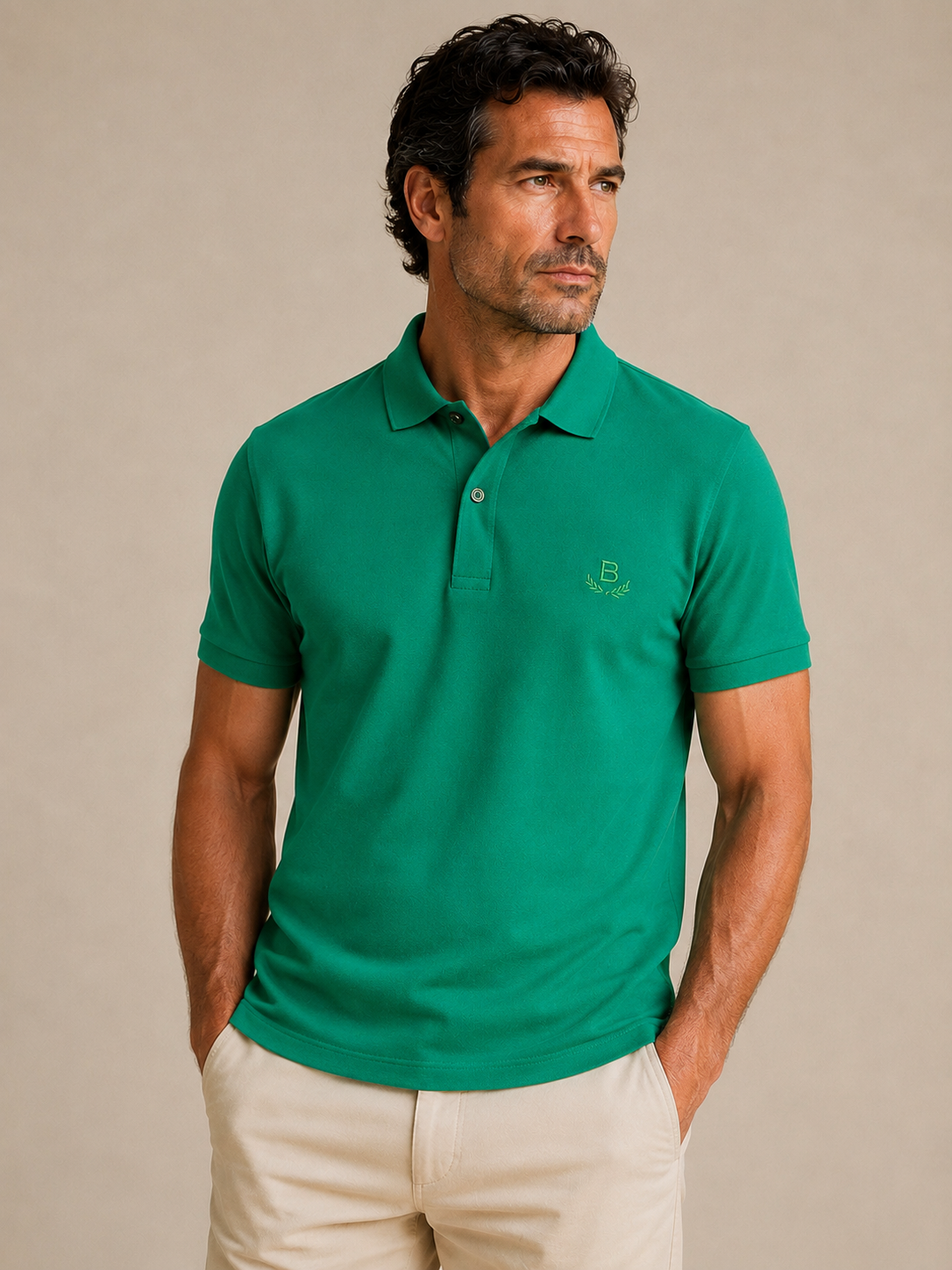 POLO MAS MC PIQUET BORDADA BRENDON VERDE BANDEIRA