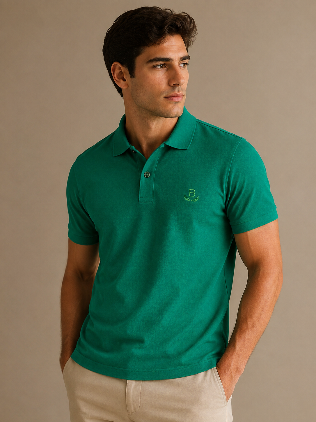 POLO MAS MC PIQUET BORDADA BRENDON VERDE BANDEIRA