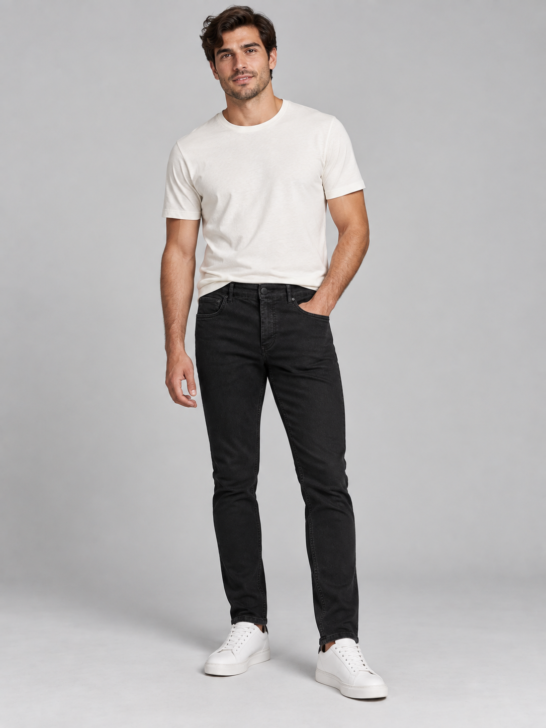 CALCA JEANS SKINNY AMACIADA BLACK ARAMIS PRETO