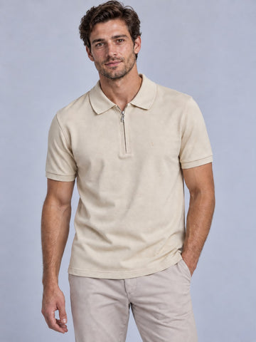 POLO MAS MC PIQUET ZIPER ARAMIS AMARELO CLARO
