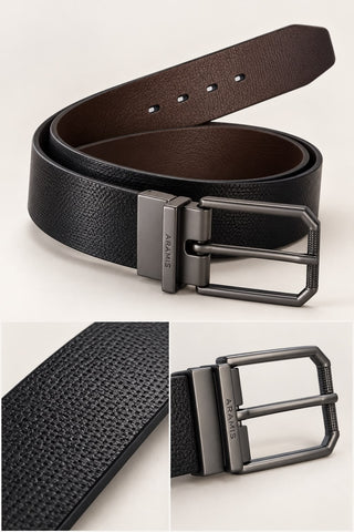 CINTO MAS DUPLA FACE GRAIN ARAMIS PRETO/CAFE