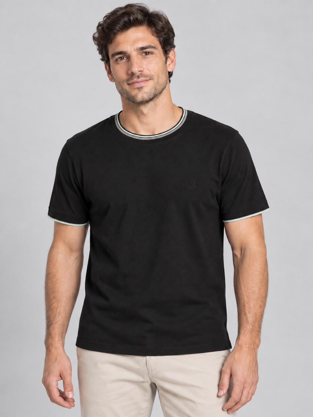 CAMISETA MAS MC BASICA FRISO GOLA ARAMIS PRETO