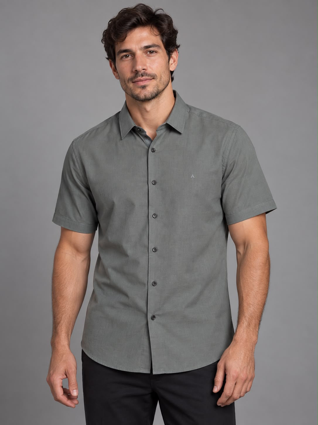 CAMISA MAS MC REG FLAME BOSCO ARAMIS VERDE GRIS