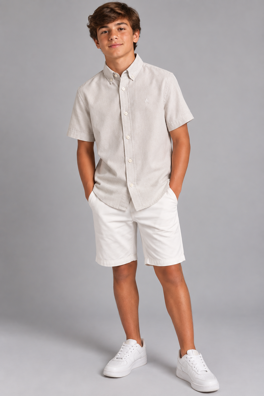 CAMISA MC ARAMIS NEXT OXF PLANALTO BDWN NATURAL