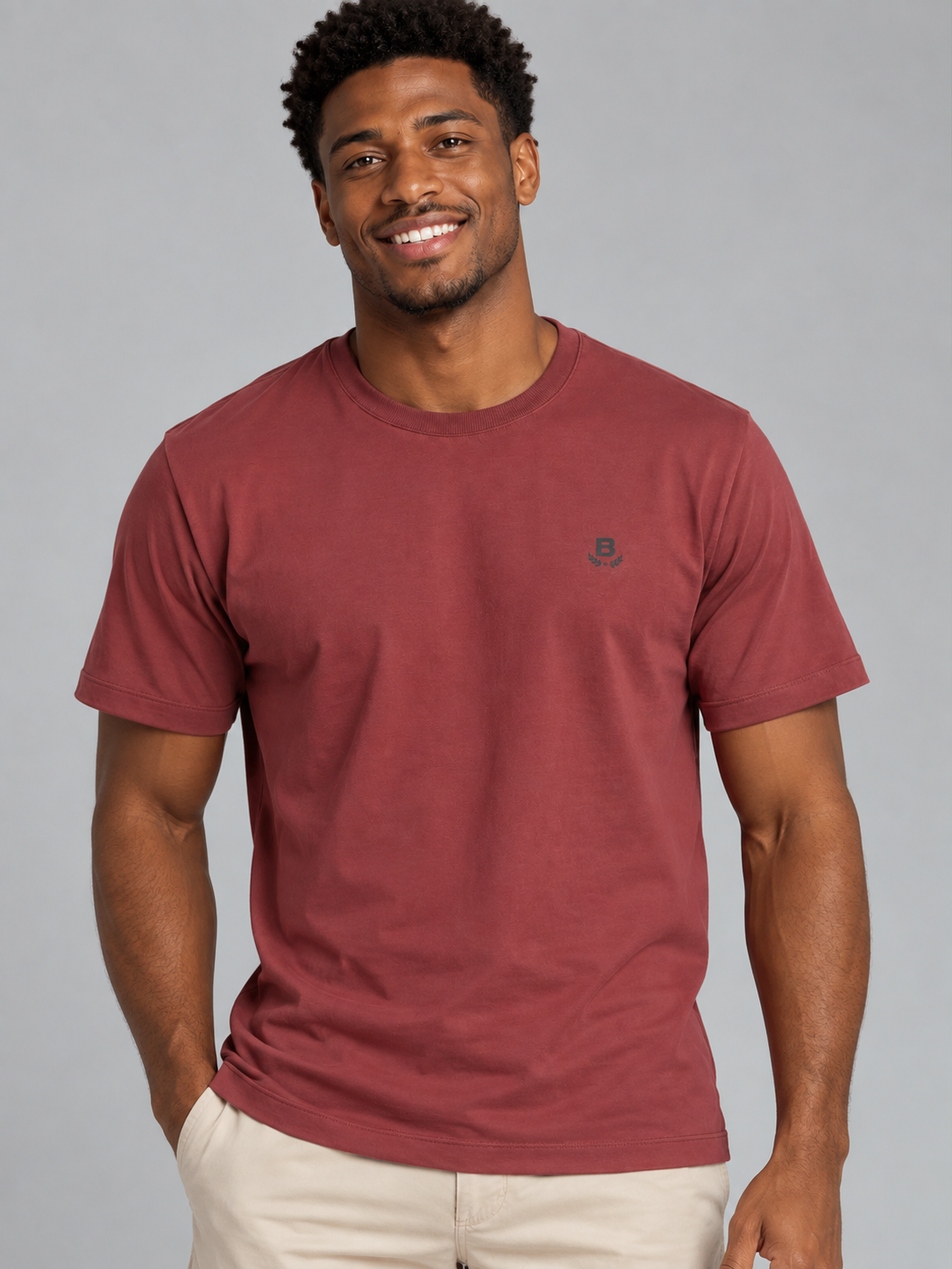 CAMISETA MC MAS 100 ALGODAO BRENDON BORDO