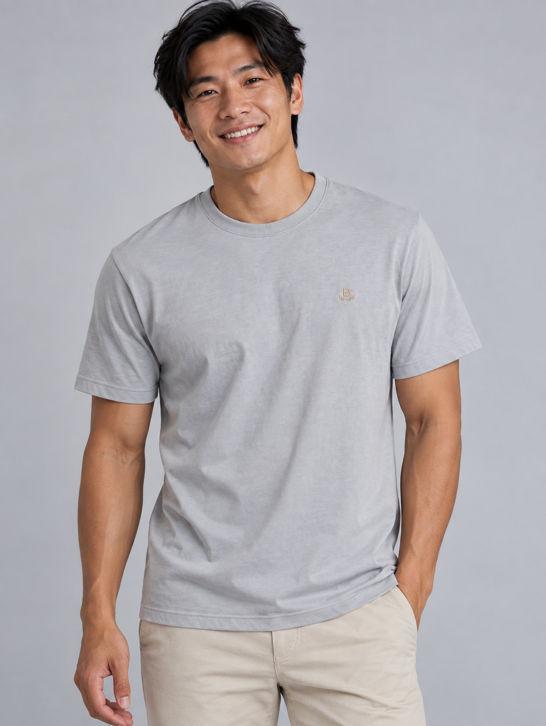 CAMISETA MC MAS 100 ALGODAO BRENDON CINZA CLARO