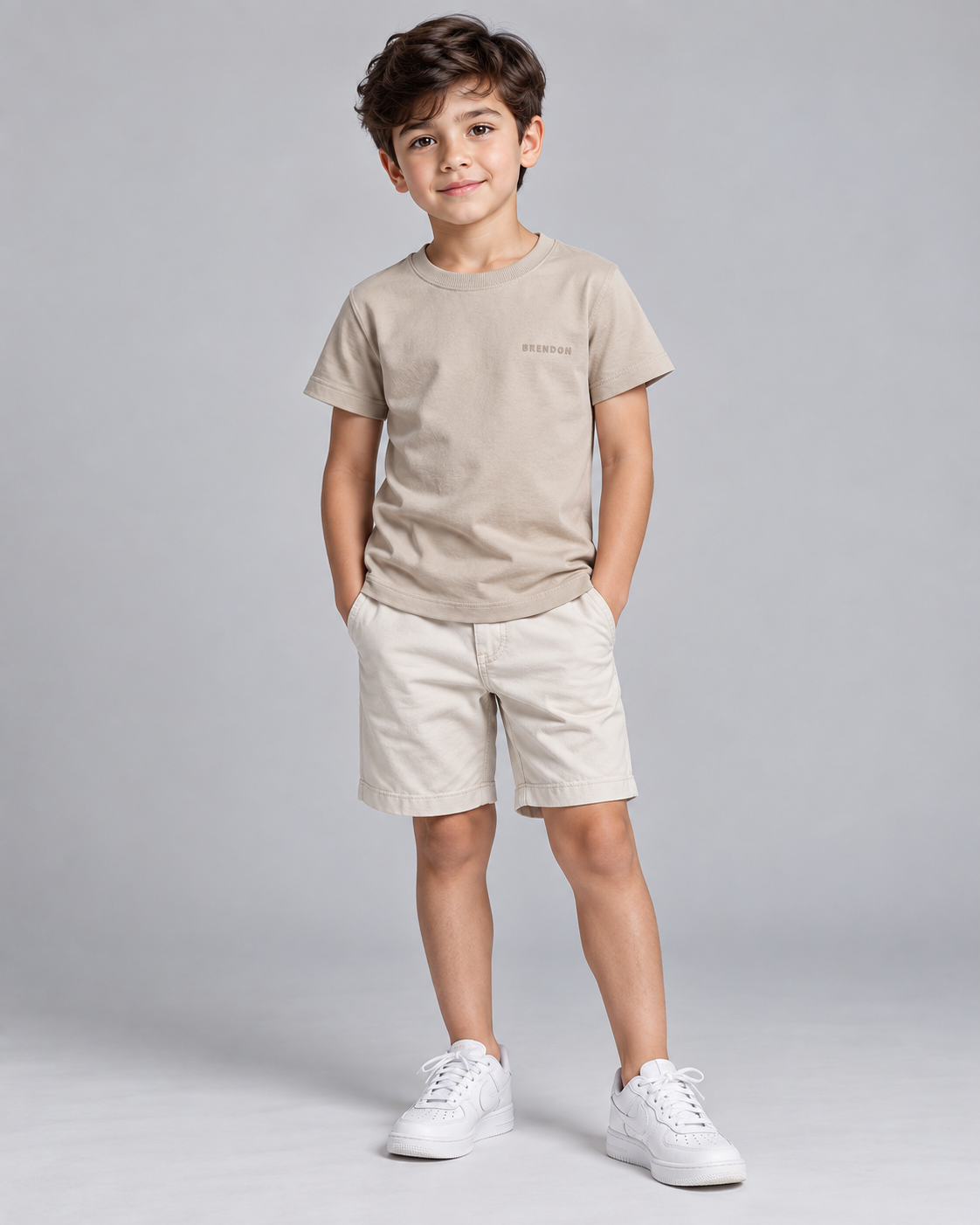CAMISETA MAS KIDS 100 ALGODAO BRENDON CAQUI