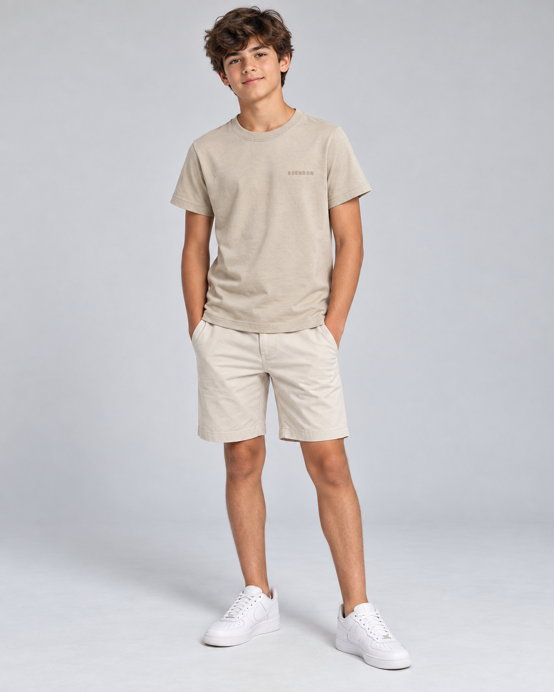 CAMISETA MAS KIDS 100 ALGODAO BRENDON CAQUI