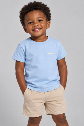 CAMISETA MAS KIDS 100 ALGODAO BRENDON AZUL CLARO