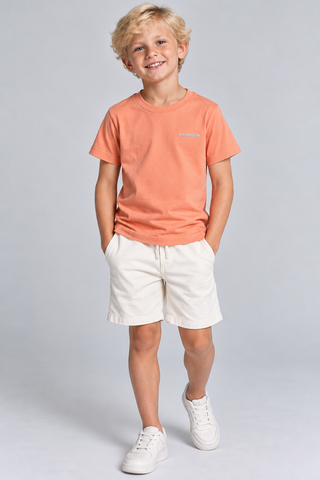 CAMISETA MAS KIDS 100 ALGODAO BRENDON LARANJA CLARO