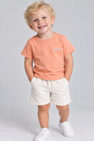 CAMISETA MAS KIDS 100 ALGODAO BRENDON LARANJA CLARO